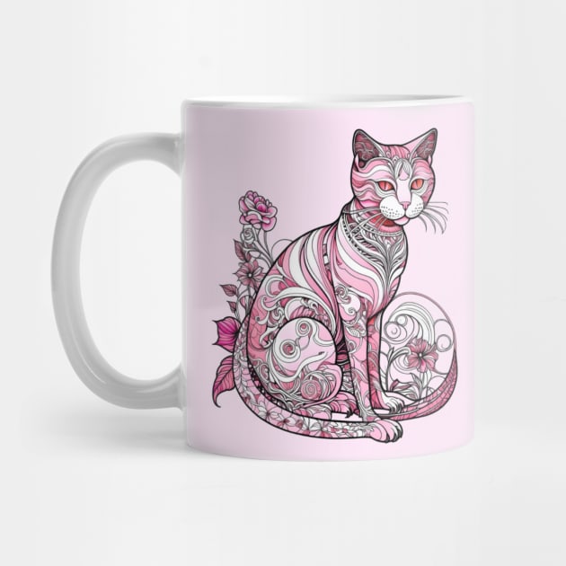 Glamourous Pink Art Nouveau Kitty by VioletGrant